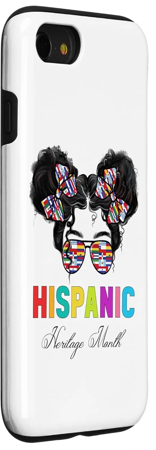 iPhone SE (2020) / 7 / 8 Messy Bun Glasses National Hispanic Heritage Month Flags Case