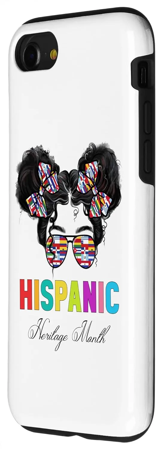 iPhone SE (2020) / 7 / 8 Messy Bun Glasses National Hispanic Heritage Month Flags Case