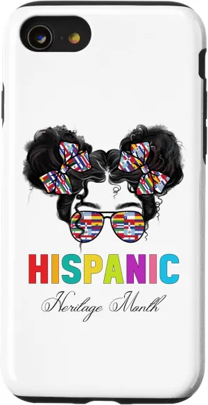 iPhone SE (2020) / 7 / 8 Messy Bun Glasses National Hispanic Heritage Month Flags Case