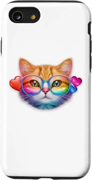 iPhone SE (2020) / 7 / 8 Rainbow Cute cat Wearing Glasses for cat lovers Case