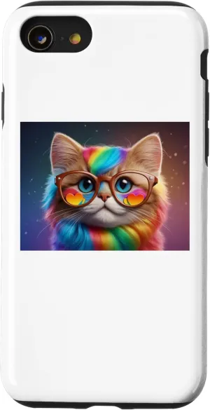 iPhone SE (2020) / 7 / 8 Rainbow Cute cat Wearing Glasses, for girls and womens , men Case