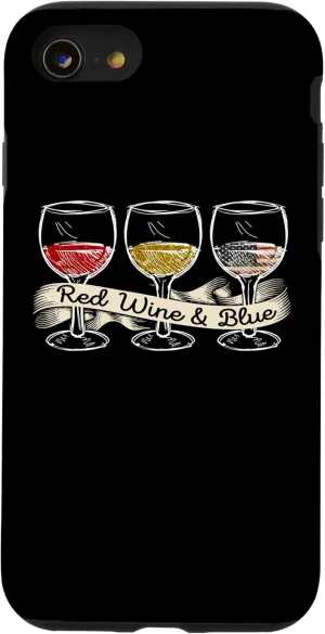 iPhone SE (2020) / 7 / 8 Red Wine and Blue Wine Glasses, Wine 4th of July Case