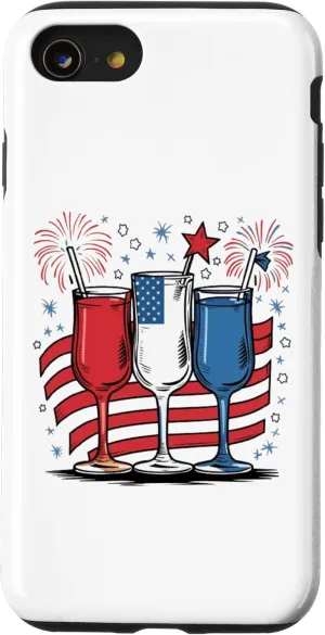 iPhone SE (2020) / 7 / 8 Three Glasses Of Cocktail , Red, white and Blue 4th of July Case