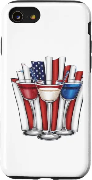 iPhone SE (2020) / 7 / 8 Three Glasses Of Cocktail , Red, white and Blue 4th of July Case