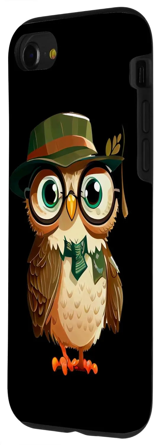iPhone SE (2020) / 7 / 8 Wise Owl Green Hat Glasses Cute Tie Case