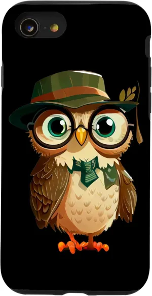 iPhone SE (2020) / 7 / 8 Wise Owl Green Hat Glasses Cute Tie Case