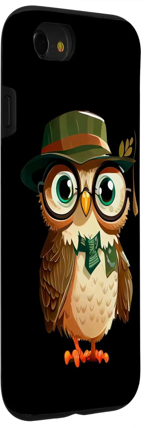 iPhone SE (2020) / 7 / 8 Wise Owl Green Hat Glasses Cute Tie Case