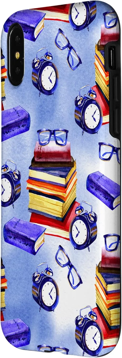 iPhone X/XS Books Glasses Clocks Home Office Digital Background Case