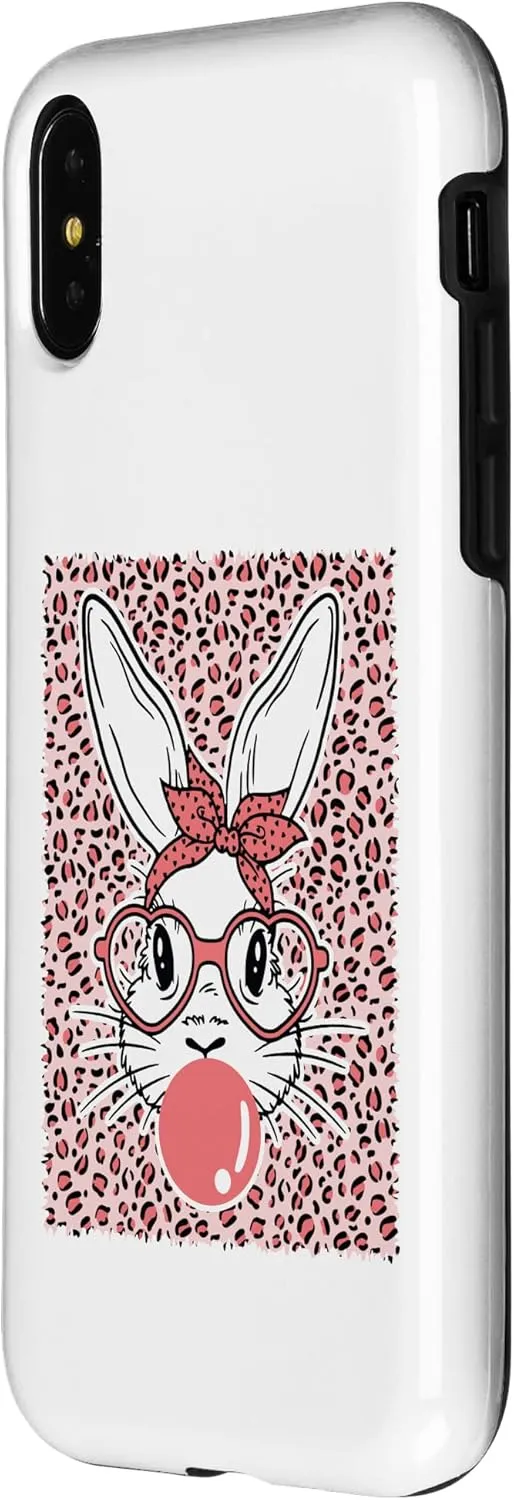 iPhone X/XS Bunny With Leopard Glasses Happy Easter Day Case