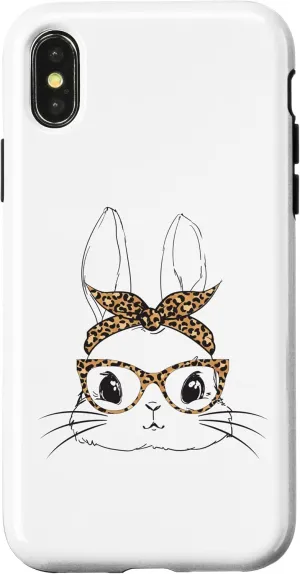 iPhone X/XS Bunny With Leopard Glasses Happy Easter Day Case