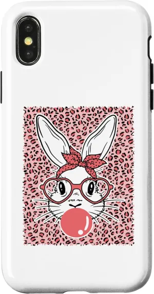 iPhone X/XS Bunny With Leopard Glasses Happy Easter Day Case