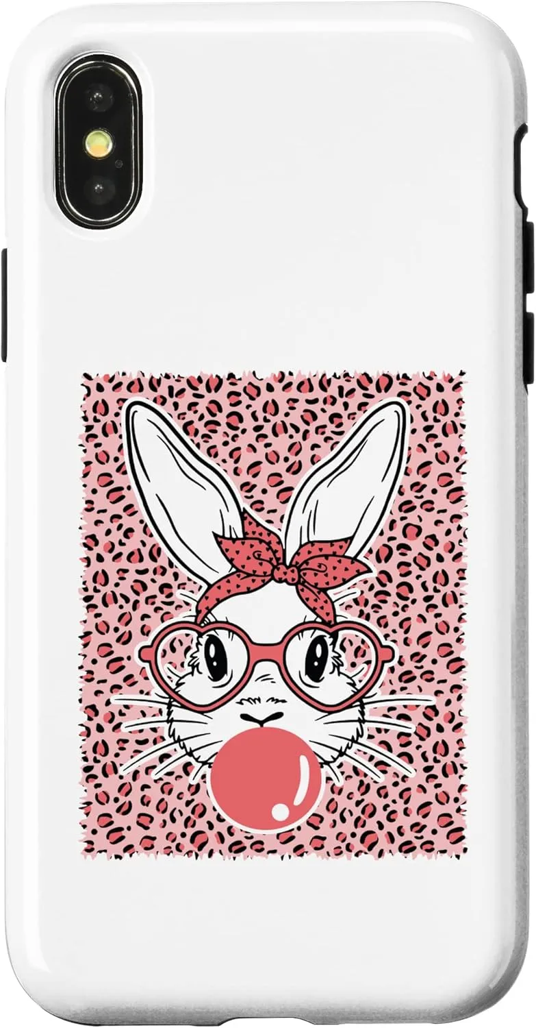 iPhone X/XS Bunny With Leopard Glasses Happy Easter Day Case