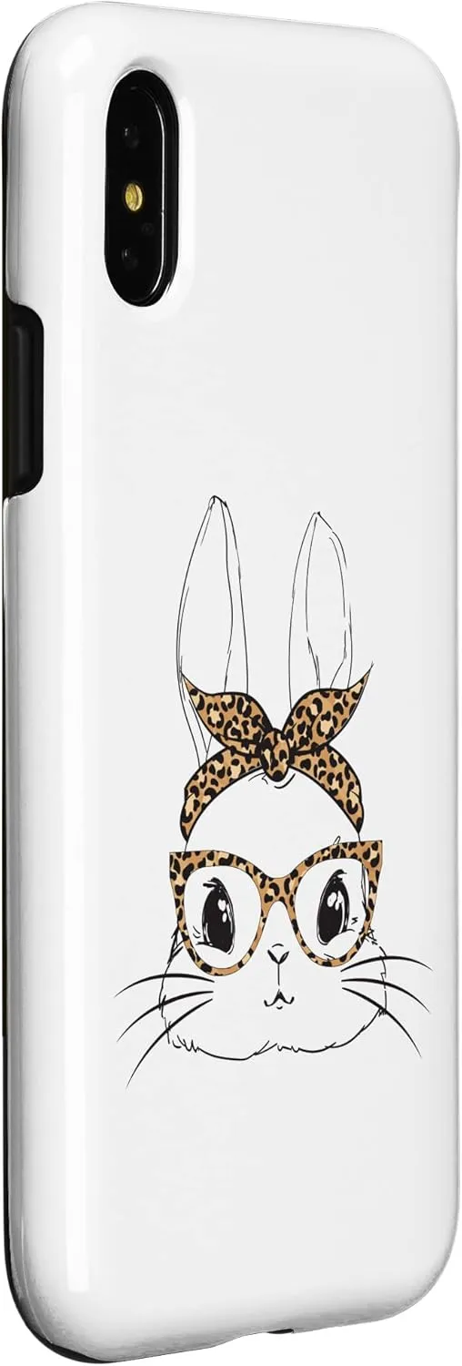 iPhone X/XS Bunny With Leopard Glasses Happy Easter Day Case