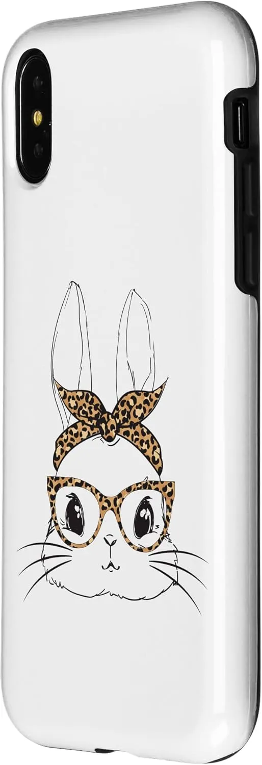iPhone X/XS Bunny With Leopard Glasses Happy Easter Day Case