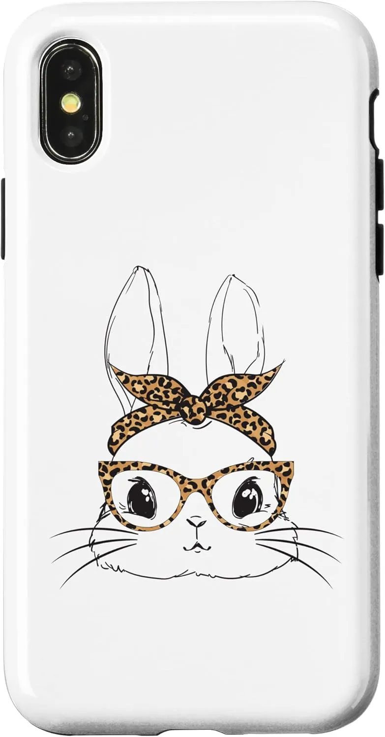iPhone X/XS Bunny With Leopard Glasses Happy Easter Day Case