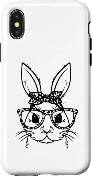 iPhone X/XS Bunny With Leopard Glasses Happy Easter Day Case