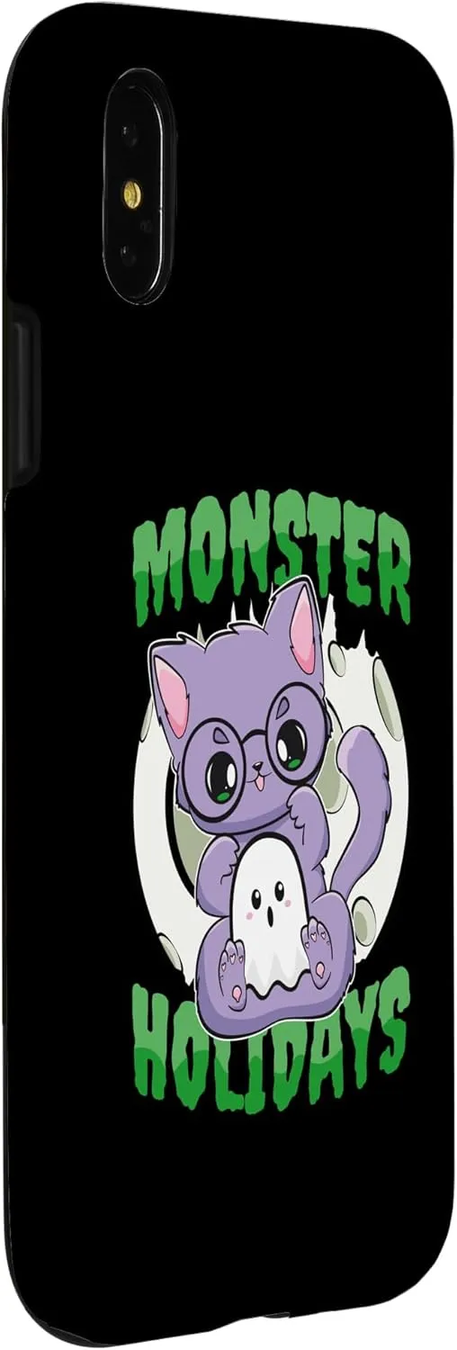 iPhone X/XS Pastel Goth Cat With Glasses And Ghost For Halloween Case