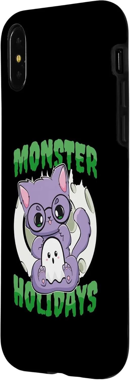 iPhone X/XS Pastel Goth Cat With Glasses And Ghost For Halloween Case