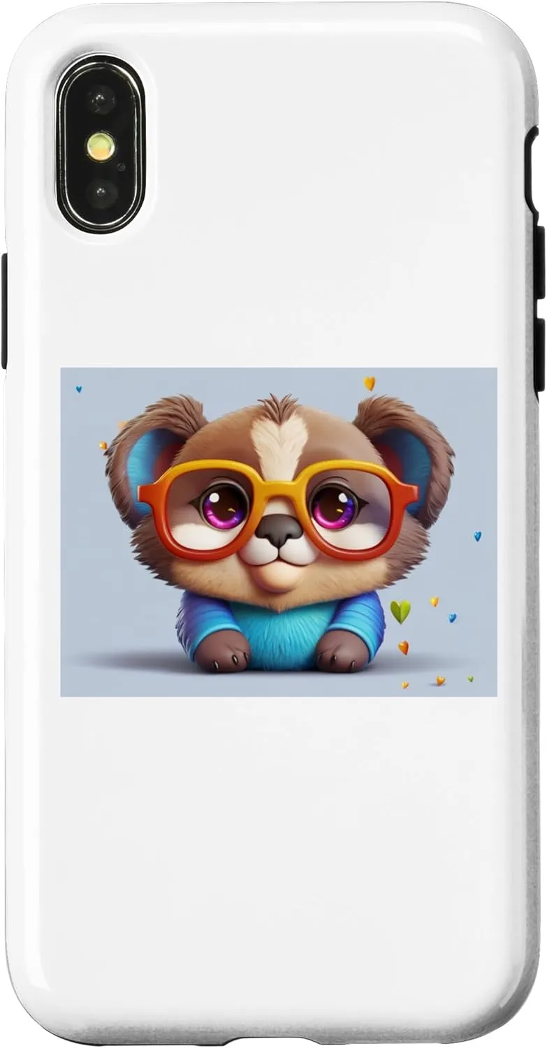 iPhone X/XS Rainbow Cute coala Wearing Glasses, for womens and men, kids Case