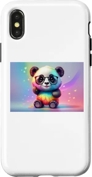 iPhone X/XS Rainbow Cute panda Wearing Glasses cute Case