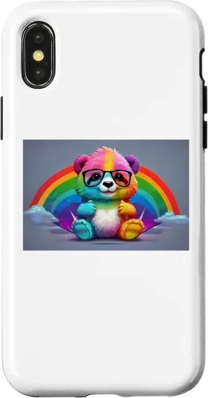 iPhone X/XS Rainbow Cute panda Wearing Glasses, cute , funny Case