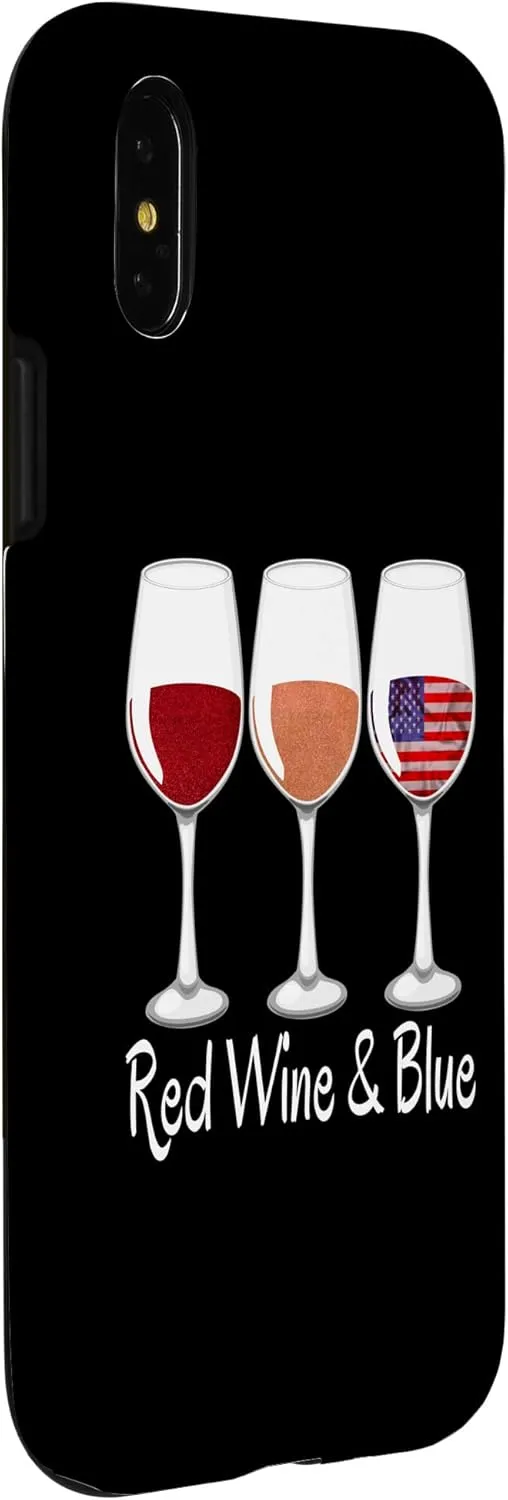 iPhone X/XS Red Wine & Blue 4th of July wine Red White Blue Wine Glasses Case