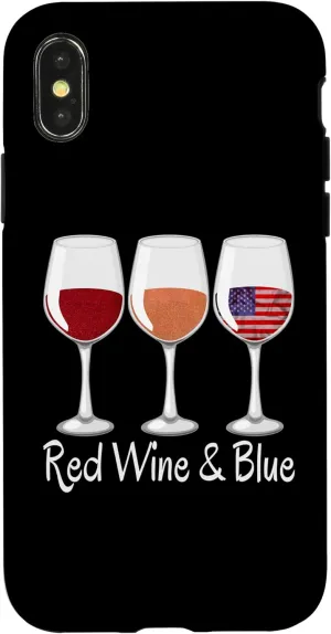 iPhone X/XS Red Wine & Blue 4th of July wine Red White Blue Wine Glasses Case