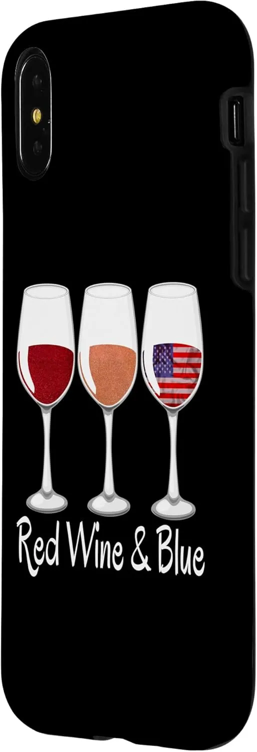 iPhone X/XS Red Wine & Blue 4th of July wine Red White Blue Wine Glasses Case