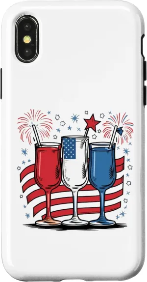 iPhone X/XS Three Glasses Of Cocktail , Red, white and Blue 4th of July Case