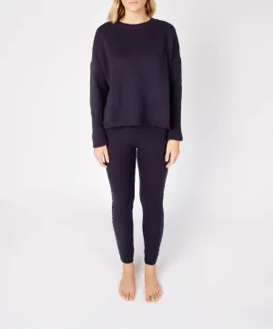 Jersey Cable Detail Leggings Midnight Blue