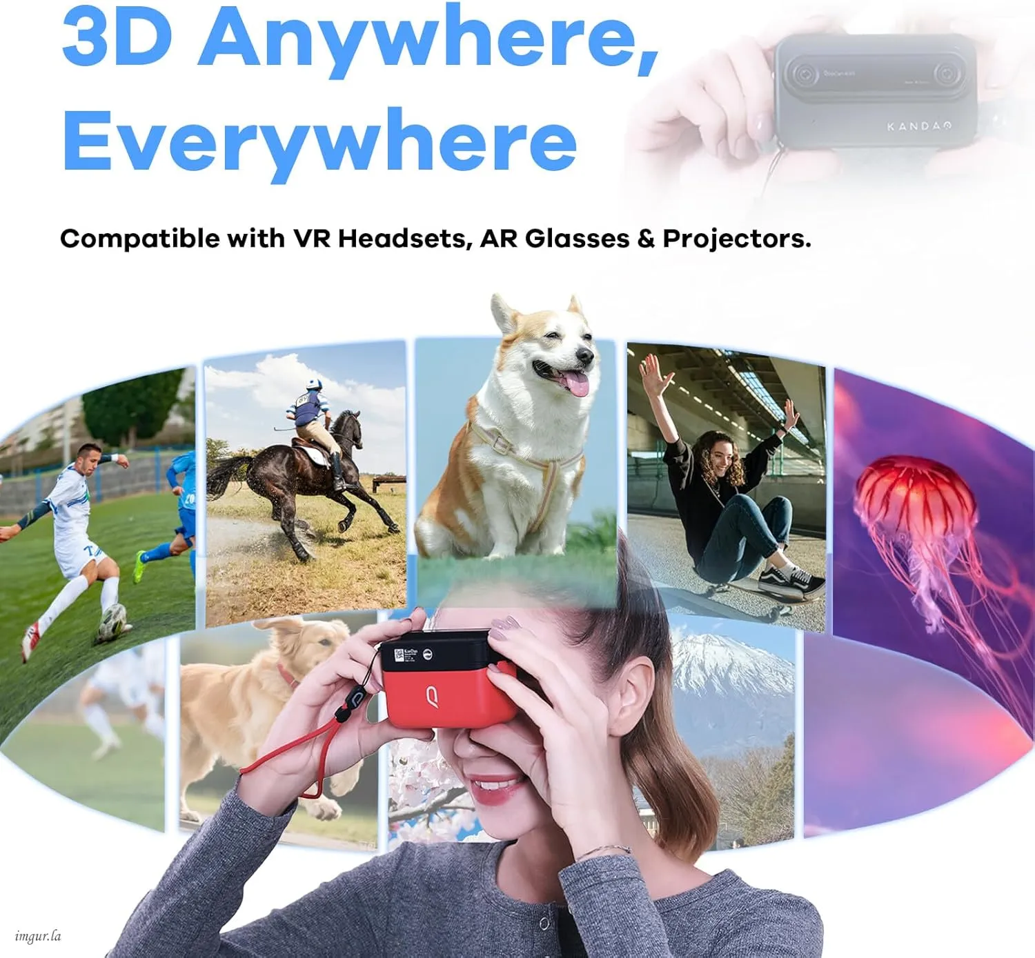 KanDao QooCam EGO, 24MP/8K Photos/4K 60FPS Videos Stereoscopic 3D Instant Display Camera, Compatible on VR Headsets/AR Glasses/Projectors