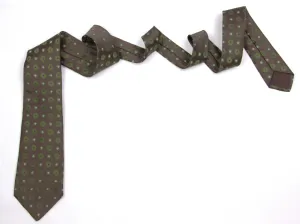 Kiton Napoli Brown Khaki Green Floral Silk Tie