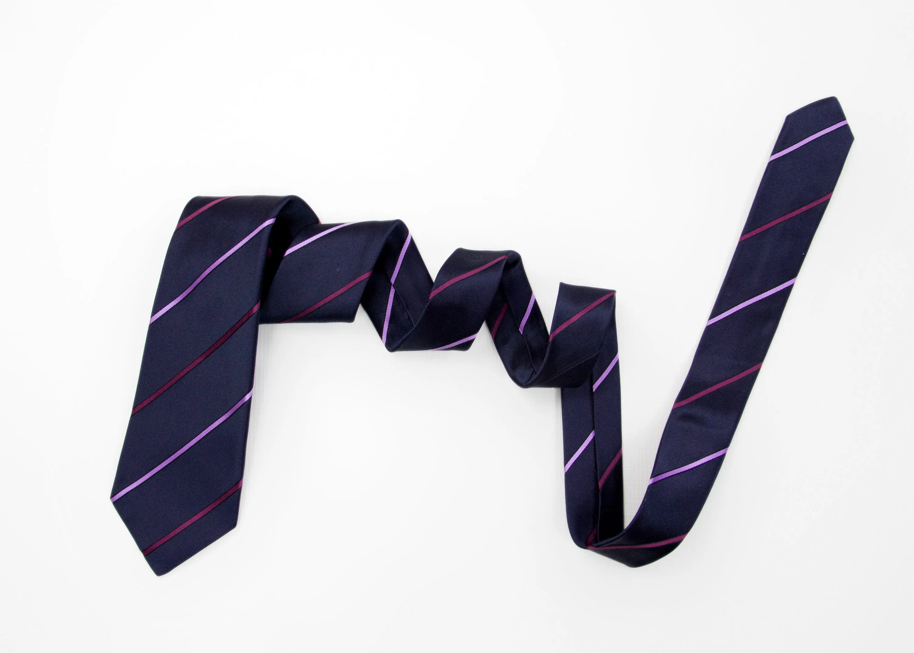 Kiton Napoli Navy Purple Pink Woven Silk Tie