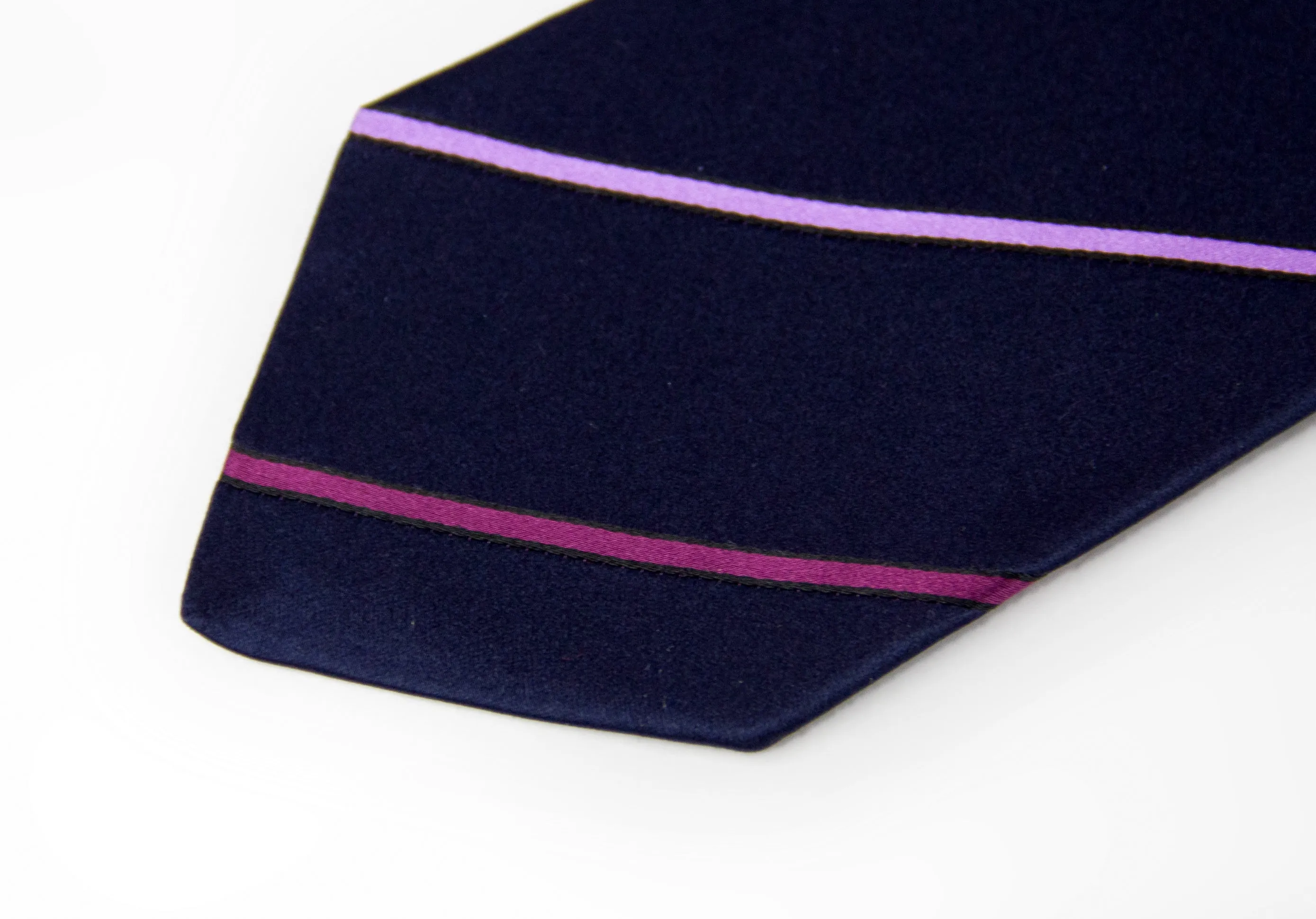 Kiton Napoli Navy Purple Pink Woven Silk Tie