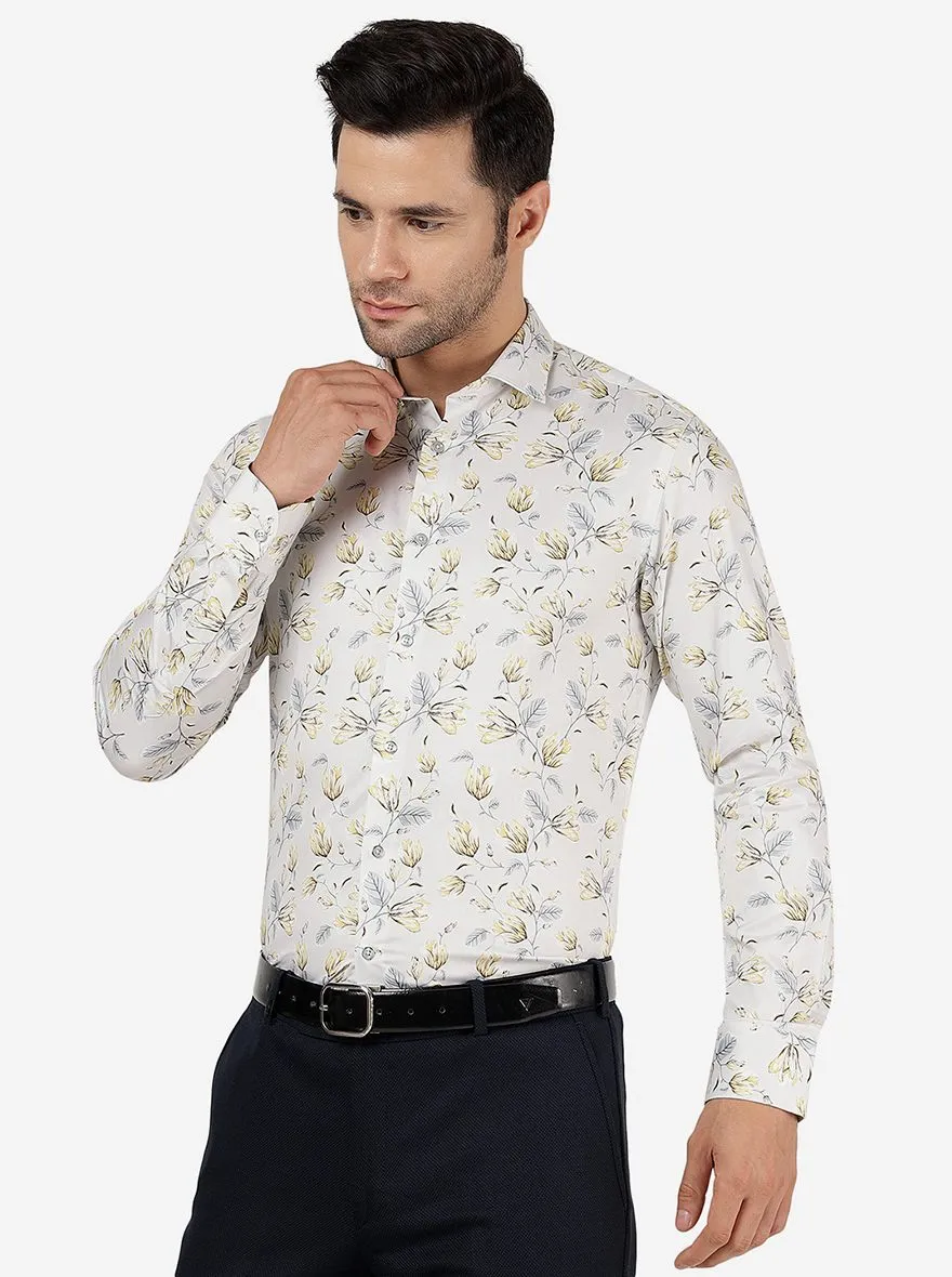 Lemon Grey Printed Slim Fit Party Wear Shirt | JB Studio