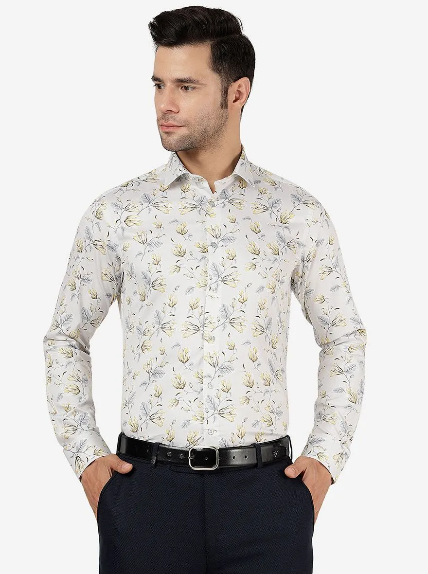 Lemon Grey Printed Slim Fit Party Wear Shirt | JB Studio