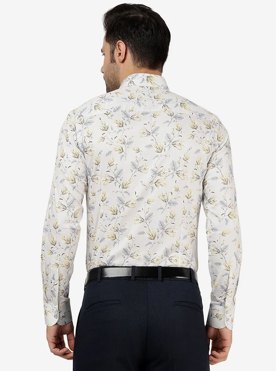 Lemon Grey Printed Slim Fit Party Wear Shirt | JB Studio