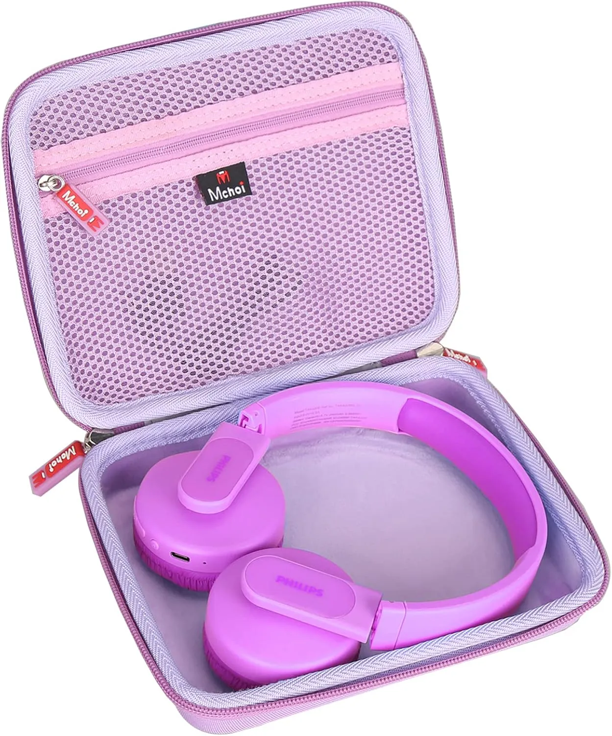 Mchoi Shockproof Carrying Case Suitable for Philips K4206 Kids Wireless On-Ear Headphones, Purple, Case Only