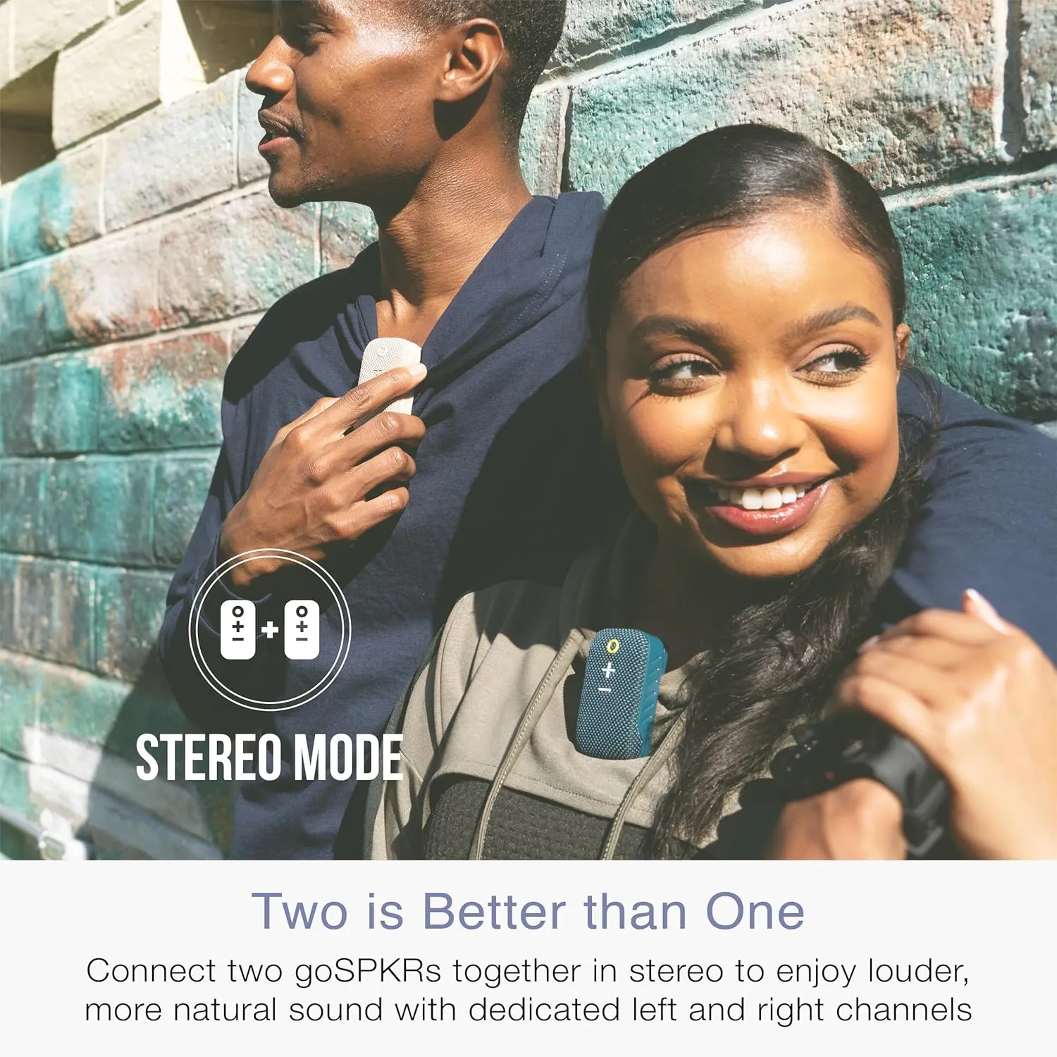 MEE audio goSPKR Small Wearable Clip-on Bluetooth Speaker with IPX5 Water Resistance, Built-in Speakerphone with Microphone for Hands-Free Calls, Compact Design, Can Connect Up to 2 in Stereo (Beige)