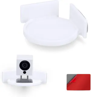 Mini Circular Corner Shelf Mount for Security Cameras, Baby Monitors, Speakers, Plants & More, Universal Holder, Strong Adheasive, No Mess, Screwless by Brainwavz (White)