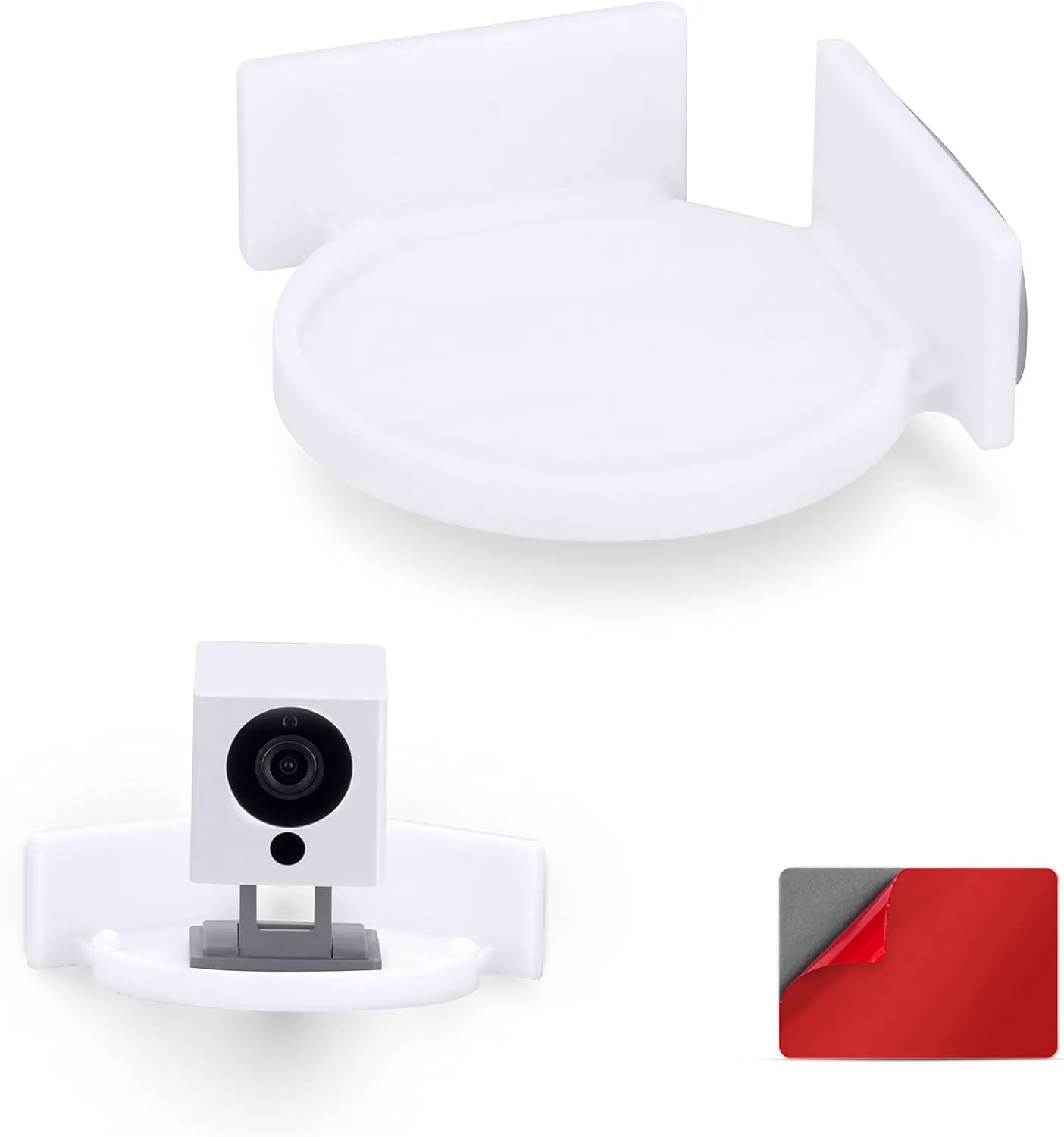 Mini Circular Corner Shelf Mount for Security Cameras, Baby Monitors, Speakers, Plants & More, Universal Holder, Strong Adheasive, No Mess, Screwless by Brainwavz (White)