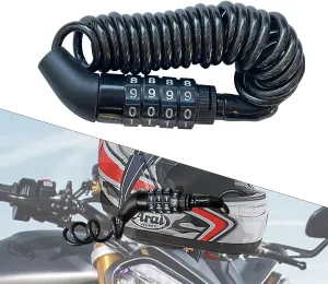 Motorcycle Helmet Lock, Portable Password Combination Security Lock Cable Lock for Bicycle Motorbike Suitcase and Luggage