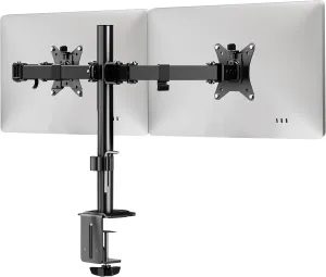 Mount-It! Dual Monitor Mount, Dual Monitor Arm for 2 Screens on Desk, Adjustable Tilt and Swivel Arms for Double Screen up to 32 and 19.8 Lbs VESA 75x75 and 100x100 C-clamp & Grommet
