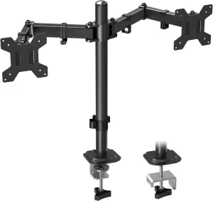 MOUNTUP Dual Monitor Desk Mount, Max 32 Inch up to 17.6lbs, Fully Adjustable Dual Monitor Arm for 2 LCD Screens, Double Monitor Stand with C-Clamp and Grommet Base