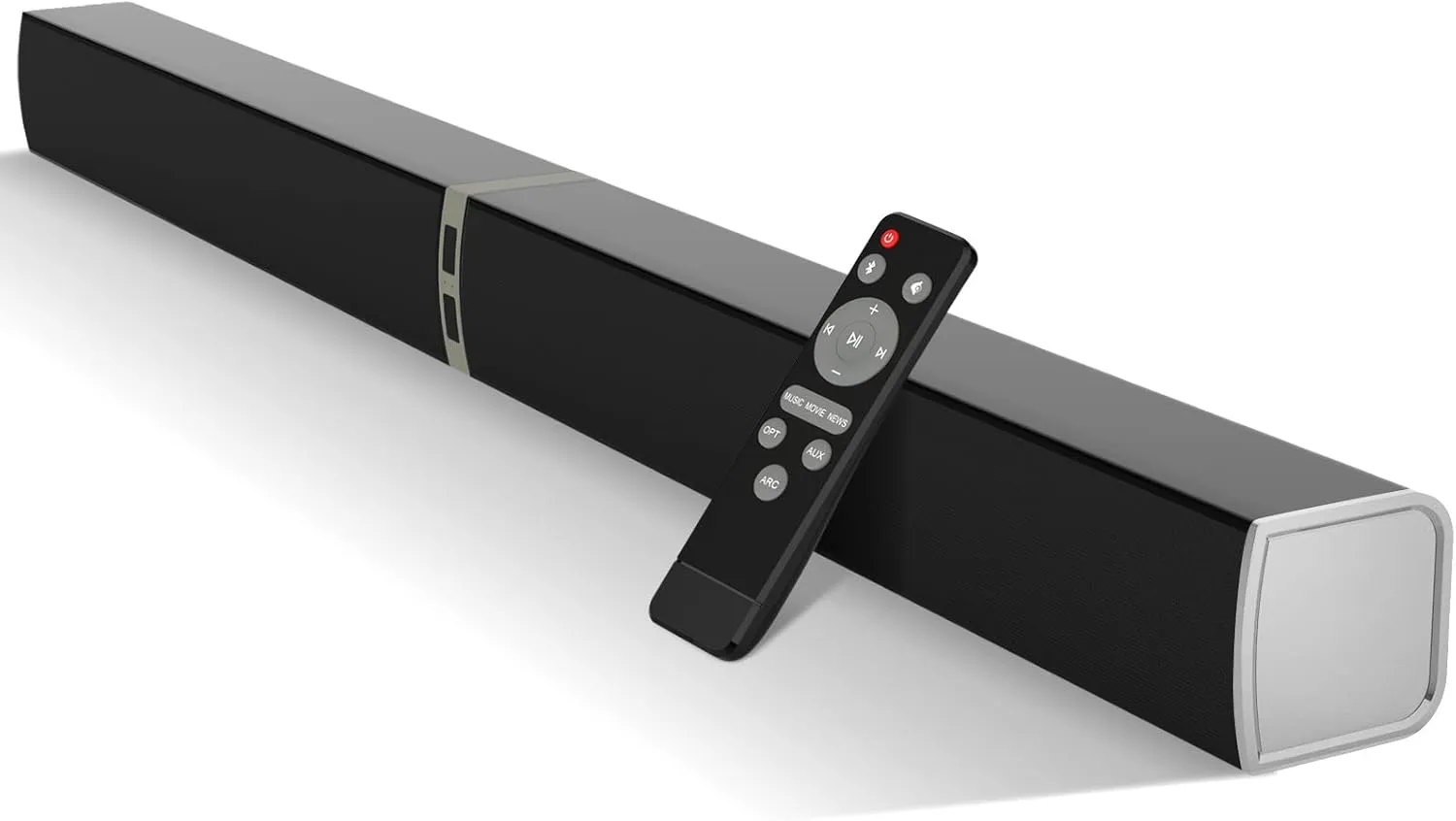 MZEIBO Sound Bar for Smart TV, 80W Bluetooth Soundbar 2 in 1 Detachable Design, Deep Bass, Home Theater Surround Sound, ARC/Optical/AUX Connections for TV/PC/Gaming/Projectors