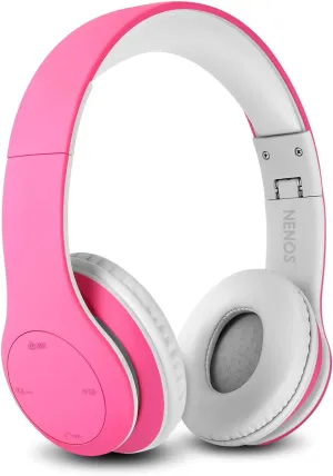 NENOS Bluetooth Kids Headphones - Wireless With 93dB Limited Volume (Pink)