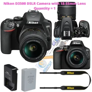 Nikon D3500 Dslr Camera Black Bluetooth Vr Digital Full Hd 18-55mm Lens Kit Slr 1590