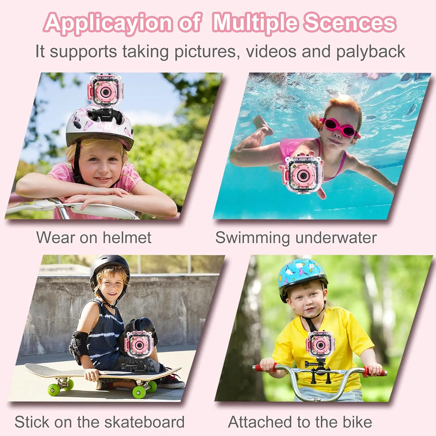 PROGRACE Kids Waterproof Camera Girls - Kids Video Camera Underwater 1080P HD Children Camcorder Digital Camera for Girls Holidays Birthday Toys Gifts 3 4 5 6 7 8 9 10 11 12 Year Old