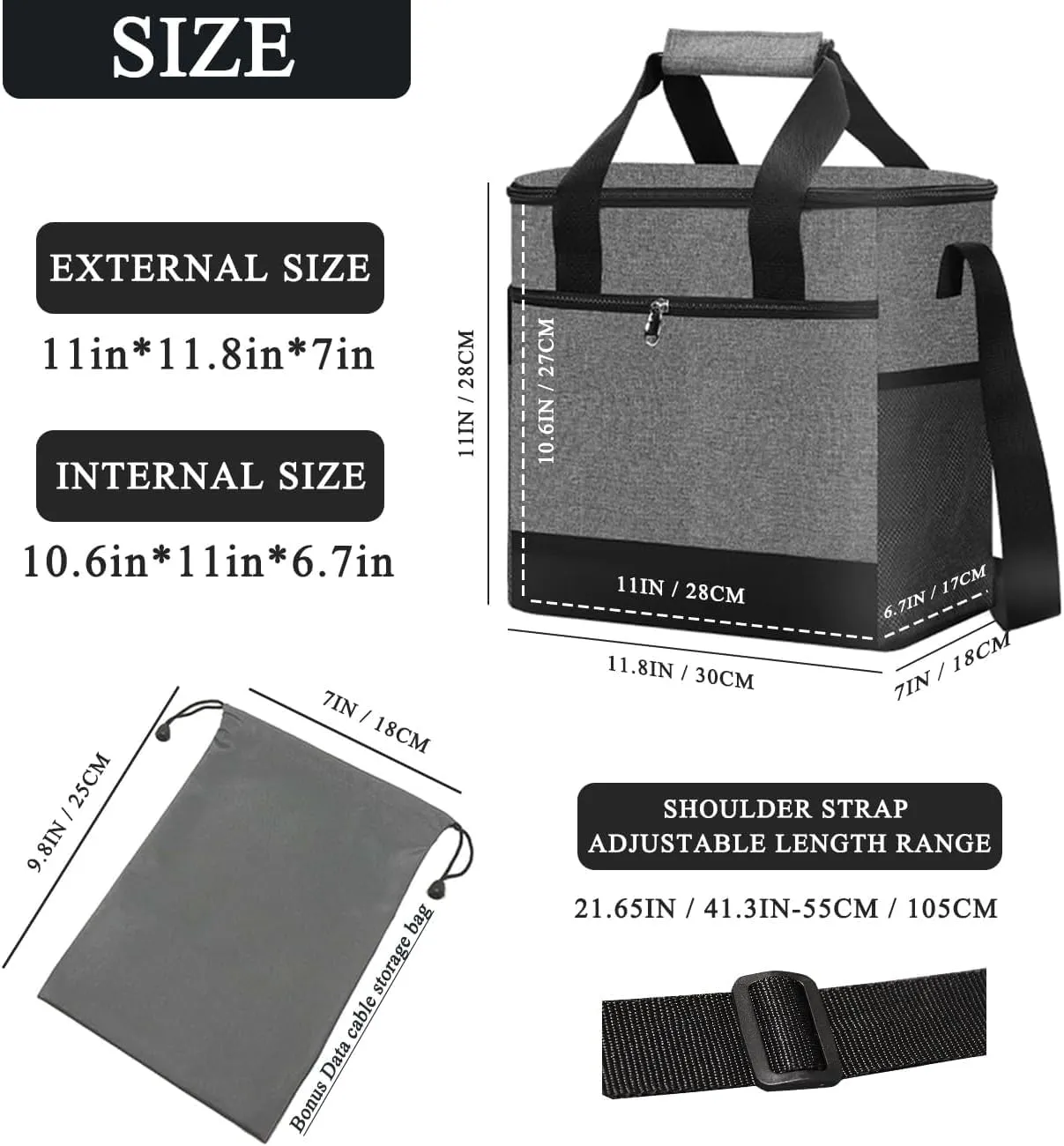 Projector Bag With Cable Storage - Large Capacity Case With Adjustable Strap, Handles, Front & Double Side Pockets - Travel Carrying Bag Compatible With Most Projectors