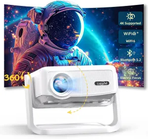 Projector with WiFi and Bluetooth,Mini-Projector: [550 ANSI & 360Adjustable-Stand & Electric Focus & Auto Keystone], Lisowod L02 2025 Upgrade Portable 1080P Outdoor Movie Projector for Phone/TV Stick